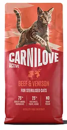 Сухий беззерновий корм Carnilove Active Beef & Venison Sterilised для стерилізованих котів яловичина та оленина 2 кг