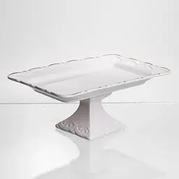 Тортівниця на ніжці White Square 20.5*20.5 см порцелянова квадратна Yiwu 120-YH-HG063 - мініатюра 3