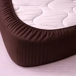 Простирадло на резинці LARA сатин-страйп LUX chocolate d13232 180х200х25 - мініатюра 2