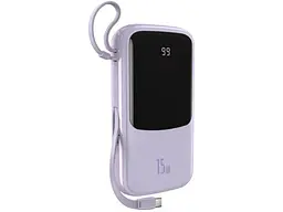 Зовнішній акумулятор (Power Bank) BASEUS Qpow Digital Display 10 000 mAh iP Edition 2022 15W Purple (PPQD050105) - мініатюра 4