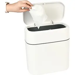 Відро для сміття МВМ My Home з кришкою 300х165х320 мм біло-сіре (BIN-23 10L WHITE/GRAY) - мініатюра 6
