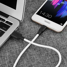 Дата кабель Hoco X21 Silicone MicroUSB Cable 1 м Чорний / Білий - мініатюра 4