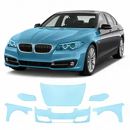 Антигравійна захисна бронеплівка за лекалами для BMW 5 Series F10 facelift 2013-2017 - передня частина авто (капот бампер фари крила)