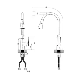 Змішувач для кухні Mixxus Premium Matis 011-T (Nut) refl.black MI8266, Хром - мініатюра 7