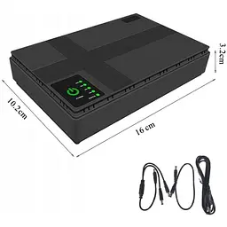 ДБЖ UPS для роутера DC1018P 12V/ 9V/ 5V 10400 mAh 18W для пристроїв постійного струму DC чорний - мініатюра 3