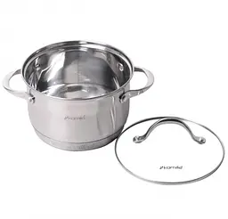 Каструля з кришкою Kamille 22 см 4.7 л сіра (KM-4722S) - мініатюра 3