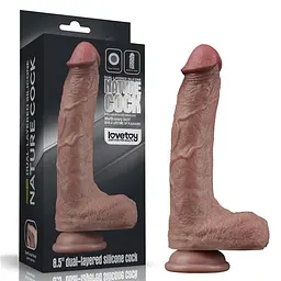 Фалоімітатор - Dual-Layered Silicone Cock 8.5" Brown #2 - мініатюра 1