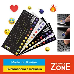 Наклейка на клавіатуру SampleZone непрозора чорна, біло-жовта (SZ-BK-YS) - мініатюра 2