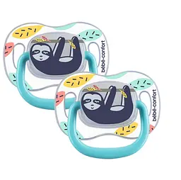 Пустушка силіконова Bebe Confort Reversible Soothers Lazy Sloth, симетрична, 6-36 міс., 2 шт., синя (3104202090) - мініатюра 2