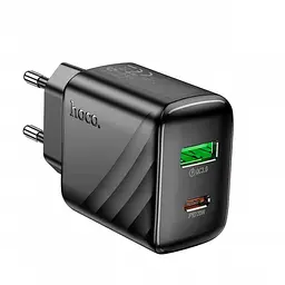 Мережевий зарядний пристрій адаптер HOCO CS25A з кабелем Type C/Type C Rico 1USB/1Type-C, 20W/3A, підтримка швидкого заряджання - мініатюра 2