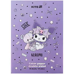 Папір кольор. А4 двостор. 15арк./ 15кольор. Kuromi №HK24-250-2/Kite - мініатюра 1