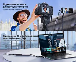 Карта відеозахоплення UGREEN CM716 з HDMI на USB-A або USB-C захоплення 1080p 60 Гц вхід до 4K 30 Гц без наскрізного HDMI-виходу із записом звуку для OBS Studio та XSplit космічний сірий (25854) - мініатюра 9