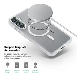 Чехол Samsung Galaxy S25 FE 5G, Unit MagSafe, белый, прозрачный, магсейф, противоударный, магнитный, панель-накладка с поддержкой MagSafe, с поддержкой беспроводной зарядки, TPU+PC, защита всего корпуса, ударопрочный, ArmorStandart (ARM89159) - мініатюра 4