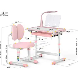 Комплект меблів Evo-Kids: стіл+стілець+полиця+лампа (BD-20 PN) - мініатюра 2