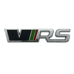 Емблема напис VRS для Skoda срібло+кольорові вставки 120x25мм метал (на скотчі)