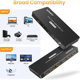 HDMI-перемикач 5 In 1 Out, HDMI Splitter 4K підтримує 4K 3D UHD - мініатюра 4