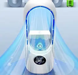 Акумуляторний настільний міні вентилятор SMART 10042 Портативний USB вітродуйка з дисплеєм Білий - мініатюра 2
