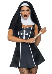 Костюм черниці Leg Avenue Naughty Nun L, сукня, головний убір - мініатюра 1