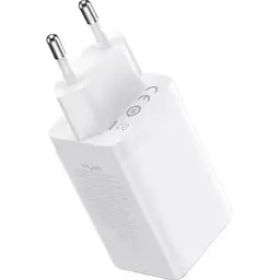 Зарядний пристрій Baseus 2xUSB-C 65W + 1xUSB GaN + cable USB-C to USB-C 100W 1.0m white (CCGP120202) - мініатюра 3