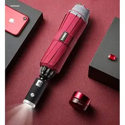 Парасолька складана автоматична з ліхтариком Zuodu (ZD002-LED) червона - мініатюра 7