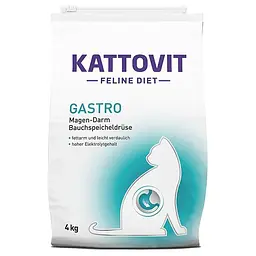 Дієтичний сухий корм Kattovit Veterinary Gastro Каттовіт Гастро для котів із захворюваннями ШКТ та підшлункової залози 4 кг