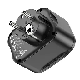Мережевий зарядний пристрій Hoco NS3 USB/2 Type-C QC PD 20W 1 розетка чорне - мініатюра 3
