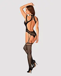 Ажурний бодістокінг з отворами Obsessive Bodystocking G327 black S/M/L, комбінезон, з доступом - мініатюра 4