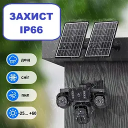 Вулична 4G камера SHIWOJA K323 20Мп з 4 лінзами 2 сонячних панелі зарядки акумулятор 20100мАг PIR сенсор руху - мініатюра 10