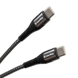 Дата кабель USB-C to USB-C 2.0m PD Fast Charging 65W 3A grey ColorWay (CW-CBPDCC039-GR)