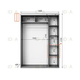 Шафа-купе Idea серія 5 150 x 60 x 210 см Венге темний - мініатюра 2
