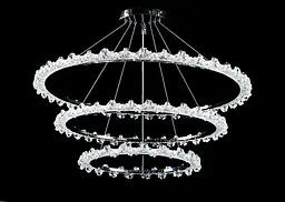 Люстра стельова LED Splendid Ray L115/800+600+400/3, хром, білий, регульована висота, 80 см, сучасний стиль - мініатюра 2