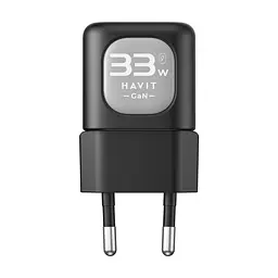 Зарядний пристрій HAVIT HV-UC230 GaN 33W USB-A+USB-C Black HAVIT (28442-000)