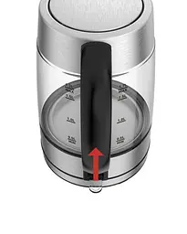Чайник TEFAL Glass KI772D38, 1.7л, 2200W, сріблясто-чорний - мініатюра 4