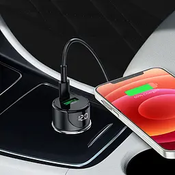 Адаптер автомобільний HOCO Light road dual port digital display car charger Z42 - мініатюра 6