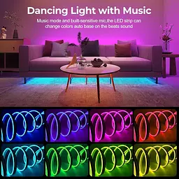 LUXONIC 16.4FT 5M Неонова світлодіодна стрічка, RGB світлодіодна стрічка, Bluetooth Гнучкий силіконовий неон з APP/пилемним - мініатюра 3
