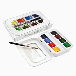 Набір акварельних фарб Sennelier Aqua-mini, 8 кольорів, кювета +1 пензлик - мініатюра 3