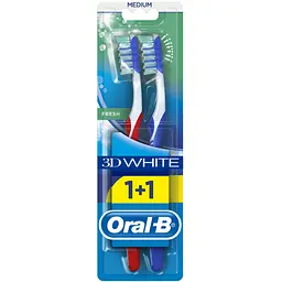 Зубна щітка Oral-B 3D White Fresh середня синій з червоним 2 шт.