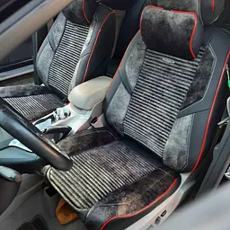 Авточохли універсальні 5D екошкіра замша Чорно - сірі - мініатюра 2