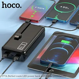 Зовнішній акумулятор Hoco J77A 20000 mAh з кабелями - мініатюра 4