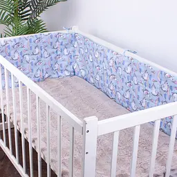 Захисний борт в ліжечко MirSon Kids Time 18-0006 Rainbow Unicorn, блакитний - мініатюра 2