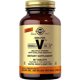 Мультивитамины Solgar Iron-Free Formula VM-75, 90 таблеток