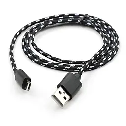 Дата кабель USB 2.0 AM to Micro 5P 2color nylon 1m black Vinga (VCPDCMBN31BK) - мініатюра 2
