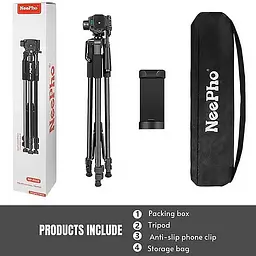 Штатив NeePho NP-8840 66-170см (знімний майданчик + тримач + чохол) Чорний - мініатюра 5
