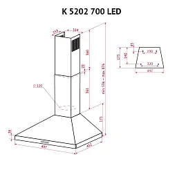 Витяжка купольна Perfelli K 5202 BL 700 LED - мініатюра 11