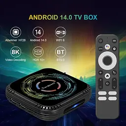 Transpeed H728 4/64Gb Android 14, Смарт ТВ приставка медіаплеєр 8K HDR Android SmartTV Box - мініатюра 2