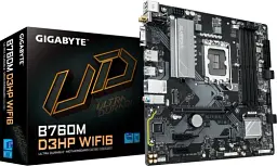 Материнська плата LGA1700, Gigabyte B760M D3HP WIFI6, B760, 4xDDR5, Int.Video(CPU), 4xSATA3, 2xM.2, 1xPCI-E 4.0 x16, 2xPCI-E 3.0 x1, Realtek 7.1, Realtek GbE, WiFi 6, Bluetooth 5.3, 6xUSB 3.2 / 6xUSB 2.0, VGA/HDMI/DP, MicroATX