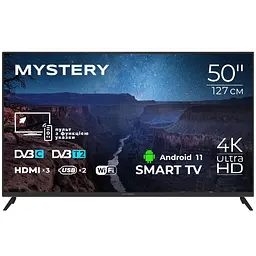 Телевізор TV 50 Mystery MTV-5060UDT2 4K/Android 11/DVB-T2/2xUSB 2.0/3хHDMI/CI-слот/Wi-Fi/Чорний