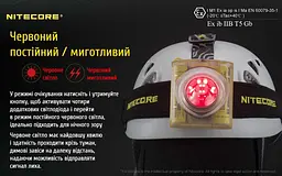 Налобний ліхтар Nitecore EH1 6500К з білим та червоним світлом (вибухозахисний) - мініатюра 10
