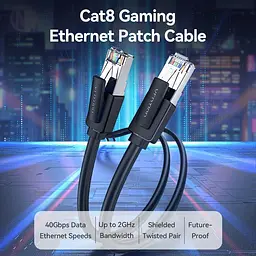 Патч-корд Vention Cat8 SFTP Patch Cable 1.5 м Black (IKKBG) - мініатюра 2