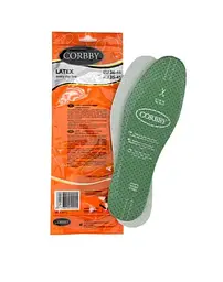 Вирізні устілки Corbby Latex універсальні з бавовною та сосновим ароматом. Розмір 35–46